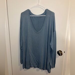 Abercrombie & Fitch Blue Oversized Long Sleeve Blouse